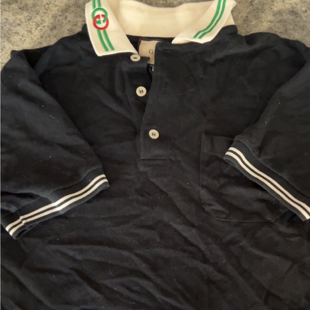 Black Polo Shirt with White Collar